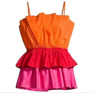 Vibrant Orange and Pink Layered Top, worn once .